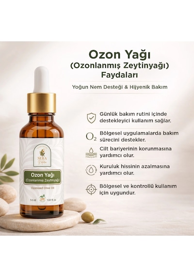 Ozon Yağı Ozonlanmış Zeytinyağı 50 Ml Yoğun Nem Desteği & Hijyenik Bakım