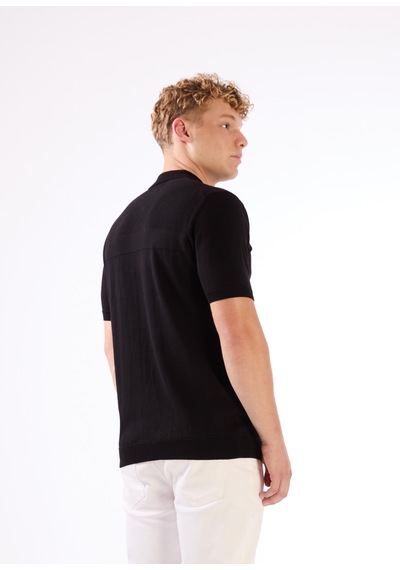 Dufy Siyah Örgü Erkek Triko - Slim Fit SIYAH