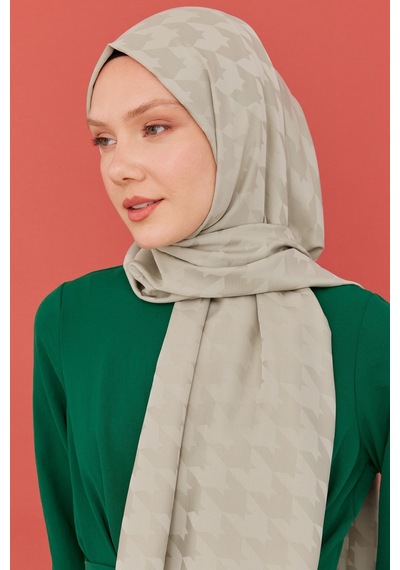 Mirsoy Scarf Kazayağı Desen İpeksi Jakar Şal - Ada Çayı Açık Yeşil