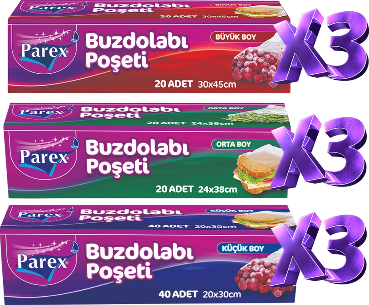 Buzdolabı Poşeti Üç Boy 9 Paket Set