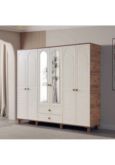Kestel Mdf 6 Kapılı Dolap Ekru