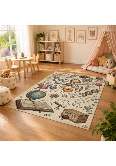 Kartela Halı Bilim Alanı Kaymaz Taban Çocuk Oyun Halısı - 60 x 90 CM