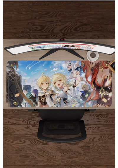 Aether Lumine Genshin Impact Anime Gacha V3 - 90x40 Xxl Gaming Mouse Pad Fare Altlığı