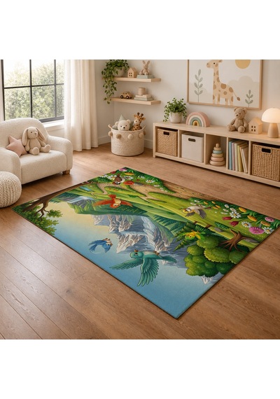 Kartela Halı Huzurlu Orman Kaymaz Taban Çocuk Oyun Halısı - 120 x 180 CM