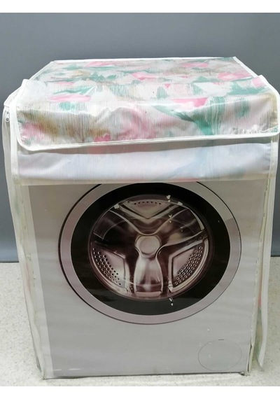 Çiçekli Fermuarlı Çamaşır Ve Kurutma Makinesi Örtüsü Pembe