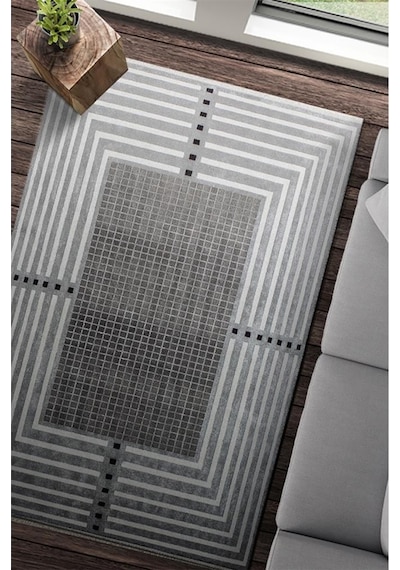 Bahariye Halı Deep 76x300 6085 Antrasit Beyaz