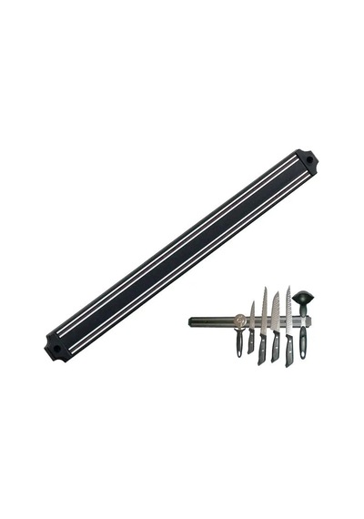 Mıknatıslı Bıçak Tutucu Stand - 38 Cm - Siyah - Paslanmaz Çelik - Mutfak Düzeni - Güvenli Bıçak Saklama - Tezg Diğer