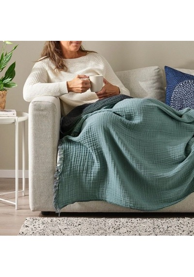 Ikea Vallkrassıng Polar Koltuk Örtüsü Tek Kişilik 150 X 200 Cm Lacivert