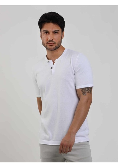 Dufy Beyaz Erkek Slim Fit Düz Düğmeli O Yaka Kazak - 104626-beyaz Beyaz