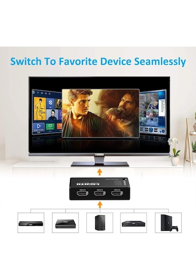 Cr54 5 Girişli 1 Çıkışlı 4k Ultra Hd Uzaktan Kumandalı Hdmı Switch Çoğaltıcı Otomatik Geçişli Çoklu Hdmı Dağıtıcı