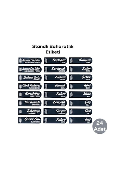 Kendinden Yapışkanlı Baharatlık Seti, 12&apos Li, Kaşıklı Kapaklı,etiketleri İle Gönderilir Siyah Beyaz Açık Bej