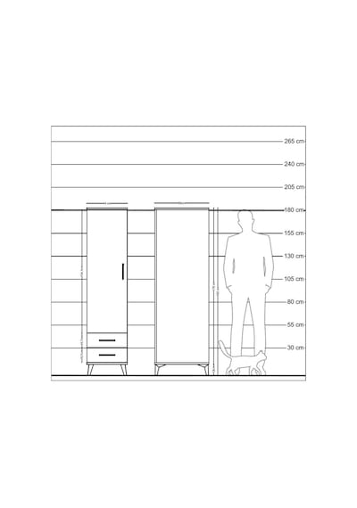 Kronos Dolap 4 Raflı 2 Çekmeceli Tek Kapaklı 44x59x182 Çam-antrasit Atlas Çam