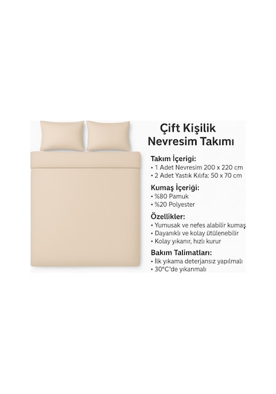 Lionas Çift Kişilik Desenli Nevresim + 2 Adet Kapaklı Yastık Kılıfı Sarı