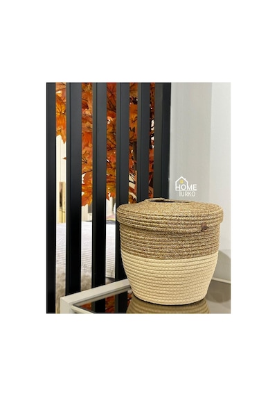 Home Turko Jüt, Hasır, Çöp Kovası, Mutfak Çöp Kovası, Banyo Çöp Kovası, Doğal, Natürel, Jüt Kova, Modern K Diğer