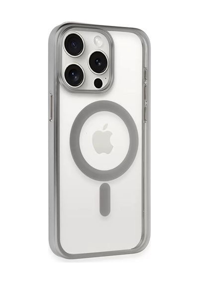 Newface Apple İphone 15 Pro Max Kılıf Erozi Magsafe Kapak - Gümüş