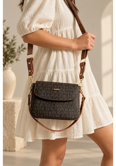 Just Polo Kahverengi Taba Yeni Sezon Kolon Askili 4 Bolmeli Kadin Omuz Cantasi 25x15cm Kahverengi - Taba