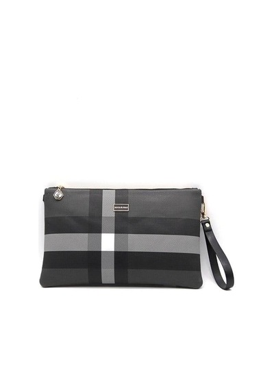 Silver Polo Siyah - Siyah Ekose Kadın Portföy Ve Clutch El Çantası Sp1034