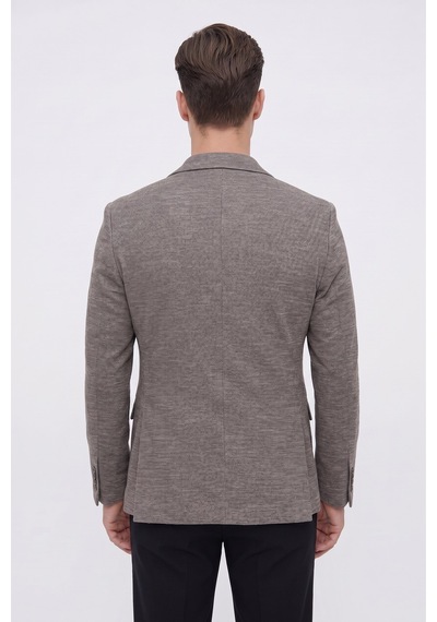 Plus Scorpion Erkek Esnek Kumaş Slim Fit Blazer Ceket Günlük & Ofis Şıklığı Kahverengi