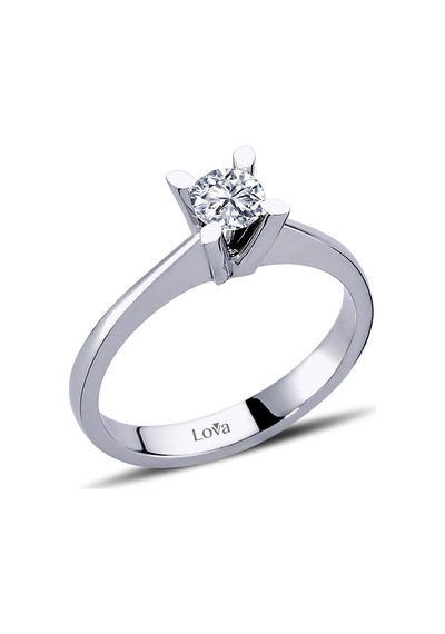 Lova D Renk 0,41 Karat Pırlanta Tektaş Yüzük - HRD Sertifikalı - 1050044