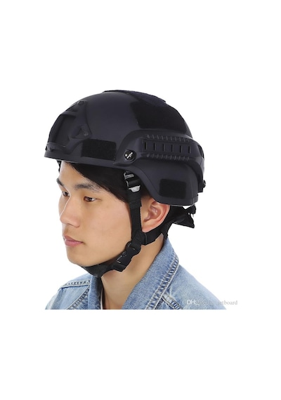 Airsoft Raylı Koruyucu Kask Miğfer Siyah Haki