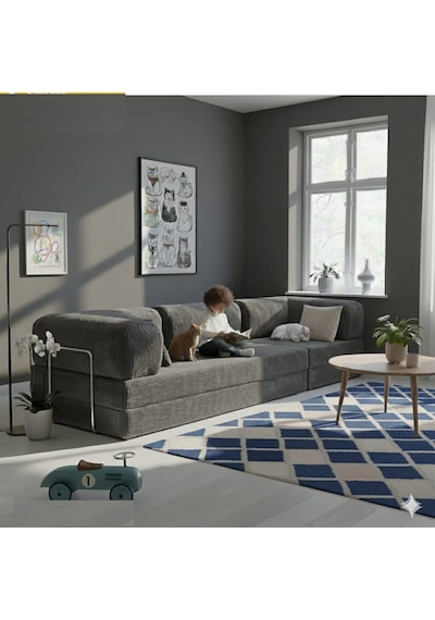 Herev 300x100 Sünger Köşe Koltuk Takımı / Yatak Olur Kanepe / Yıkanabilir Fitilli Kadife Kumaşlı Şark Köşe Antrasit Herev 300x100 Sünger Köşe Koltuk Takımı / Yatak Olur Kanepe / Yıkanabilir Fitilli Kadife Kumaşlı Şark Köşe Antrasit