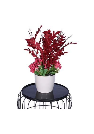 Yapay Çiçek Sitesi Yapay Okaliptus Bitkisi Bordo 45 Cm