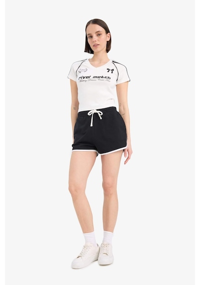 DeFacto Coool Regular Fit Esnek Belli Bağcıklı Kalın Kumaş Mini Şort A6224AX25SMBK81 Siyah