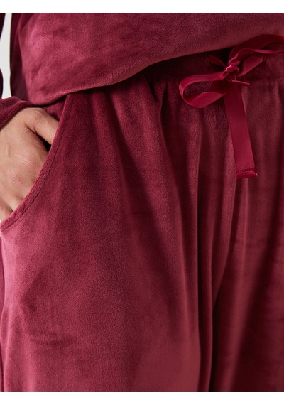 Lcw Dream Bordo Beli Lastikli Kadife Kadın Pijama Altı