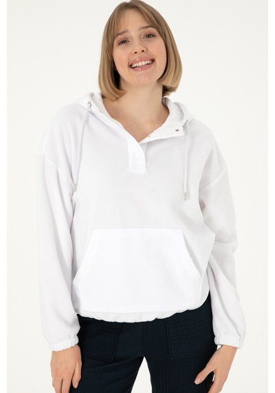 U.S. Polo Assn. Kadın Beyaz Kapüşonlu Sweatshirt 50291436-VR013