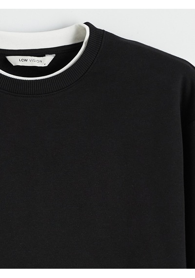 Lcw Vision Siyah Bisiklet Yaka Erkek Kalın Sweatshirt