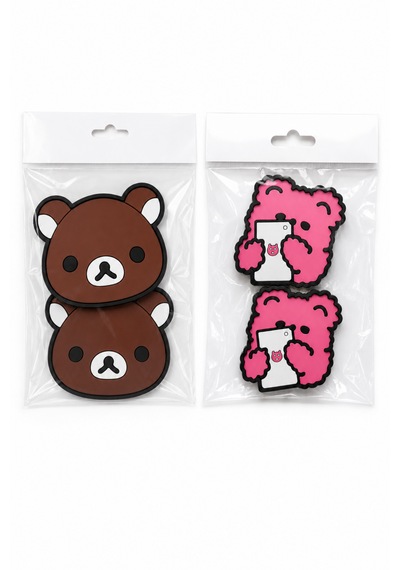 Kemboss Ayıcık Ve Pembe Ayıcıklı Bardak Altlığı Seti 4'lü - Pvc Kaydırmaz Bardak Altlığı 2 Ayıcık + 2 Pembe Ayıcıklı Çok Renkli