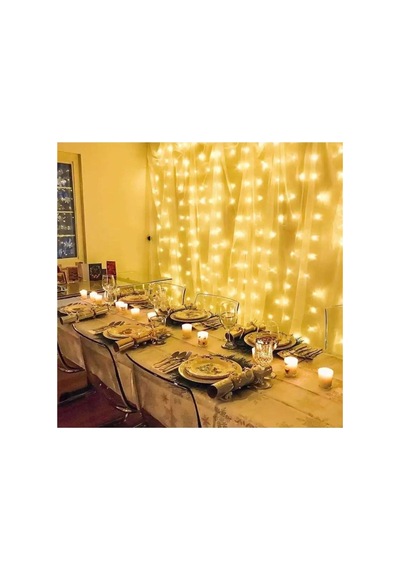 Peri Telli Perde Led Işık Kumandalı 300 Ledli 3 X 3 Metre Usb'li 8 Animasyonlu Günışığı Yıld Gün Işığı