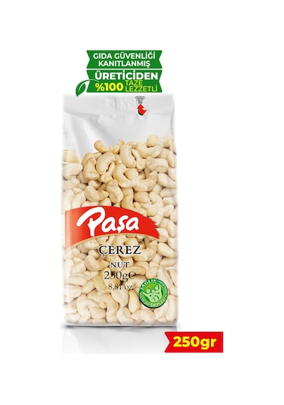 Paşa Kuruyemiş Çiğ Kaju Fıstığı Şeffaf Paket 250 G