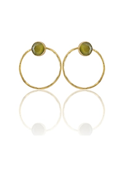Kadir Jewellery 22 Ayar Altın Kaplama Kadın Halka Küpe -el İşçiliği Ve Hipoalerjenik Küpe Altın - Zeytin Yeşili 66895971