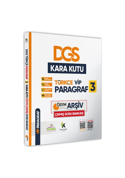 DGS Türkçenin Kara Kutusu ÖSYM ARŞİVİ ÇIKMIŞ PARAGRAF VİP 3 Soru Bankası Konu Özetli Çözümlü