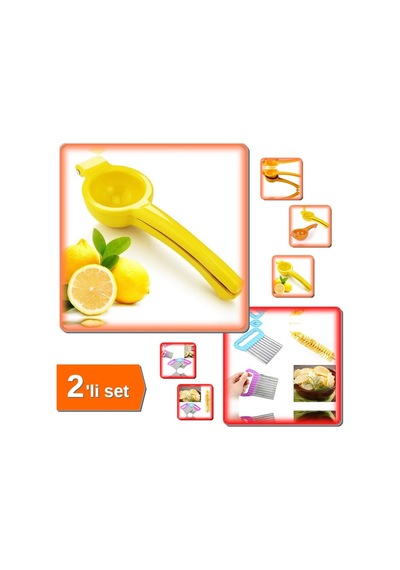 Limon Sıkacağı - Limonatör Plastik + Pratik Kolay Patates Sebze Dilimleyici Doğrama - 2li Set R3e6g2 Diğer