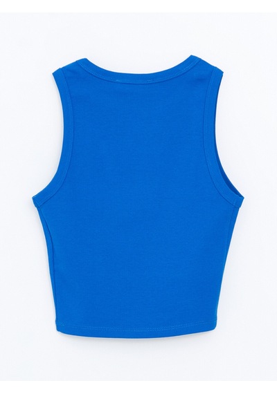Lcw Vision Mavi Bisiklet Yaka Dokulu Kadın Crop