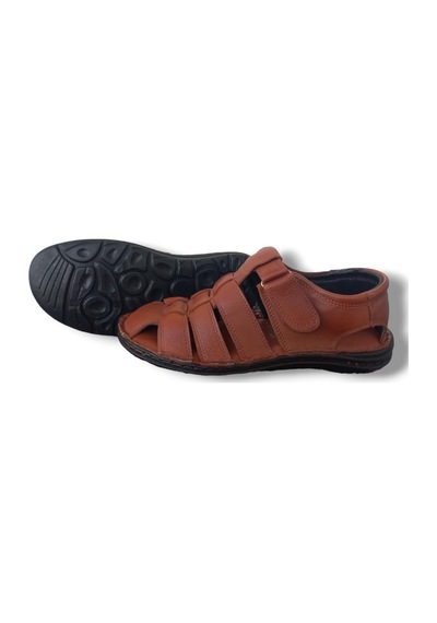 Growish Gr0168 Hakiki Deri Erkek Sandalet Kahverengi