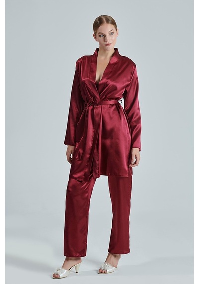 Alissa 8620 Kadın Çeyizlik Saten 6'lı Set-bordo Bordo