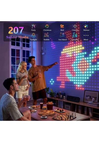 Rgb Akıllı Perde Işıkları 400 Led Işıklı Uzaktan Kumanda Hediye