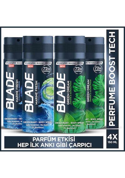 Blade Green Dream&marine Fresh Erkek Alüminyumsuz Deodorant 4x150 Ml