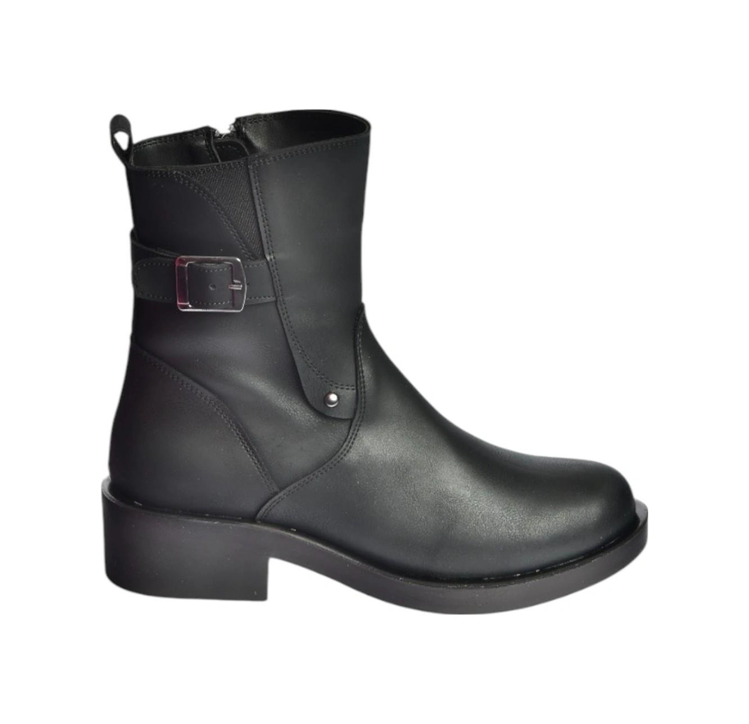 Fox Shoes V674121309 Siyah Alçak Topuklu İçi Tüylü Kadın Bot Siyah-Suni Deri