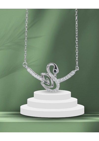 Brezza Lusso Jewelry Diamond Serisi Zirkon Taşlı Kuğu Model Güzellik Gümüş Kadın Kolye 45 CM 45 CM