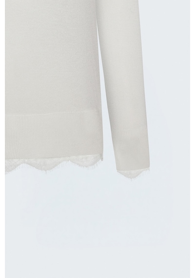 Sateen Dantel Detaylı Triko - Ekru-137858
