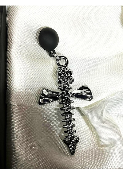 Dükkan Design Skull Cross Gotik Küpe Antrasit