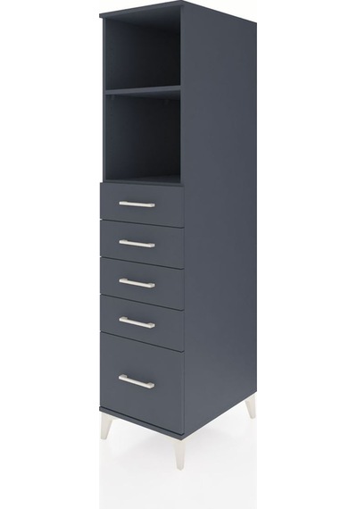 Kronos Dolap 2 Raflı 5 Çekmeceli 44x59x182 Antrasit-antrasit Antrasit