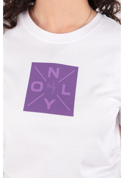 Only Beyaz Onllotta Tee Baskılı Kadın T-shirt - 15339251 001