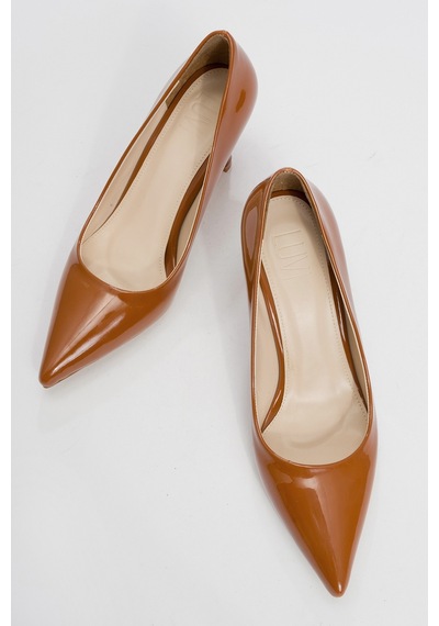Luvishoes Luvi Shoes Calse Taba Rugan Kadın Topuklu Ayakkabı Taba