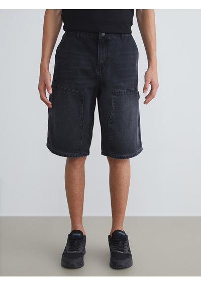 Lcw Jeans Siyah Rahat Kalıp Erkek Jean Şort