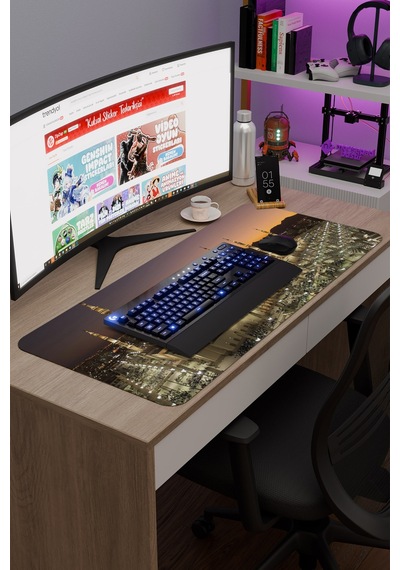 Mescid-i Nebi Medine V2 90x40 Xxl Gaming Kauçuk Kaymaz Taban Mouse Pad Fare Altlığı